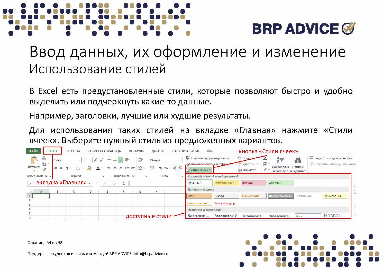 Изменить использования. BRP advice. Шкала BRP advice. BRP advice финансовая модель включает раздел с описанием логики расчетов.